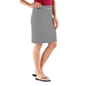 Toad & Co Paseo Ponte Knit Skirt Size S Striped Pull On Tencel Blend zip pocket